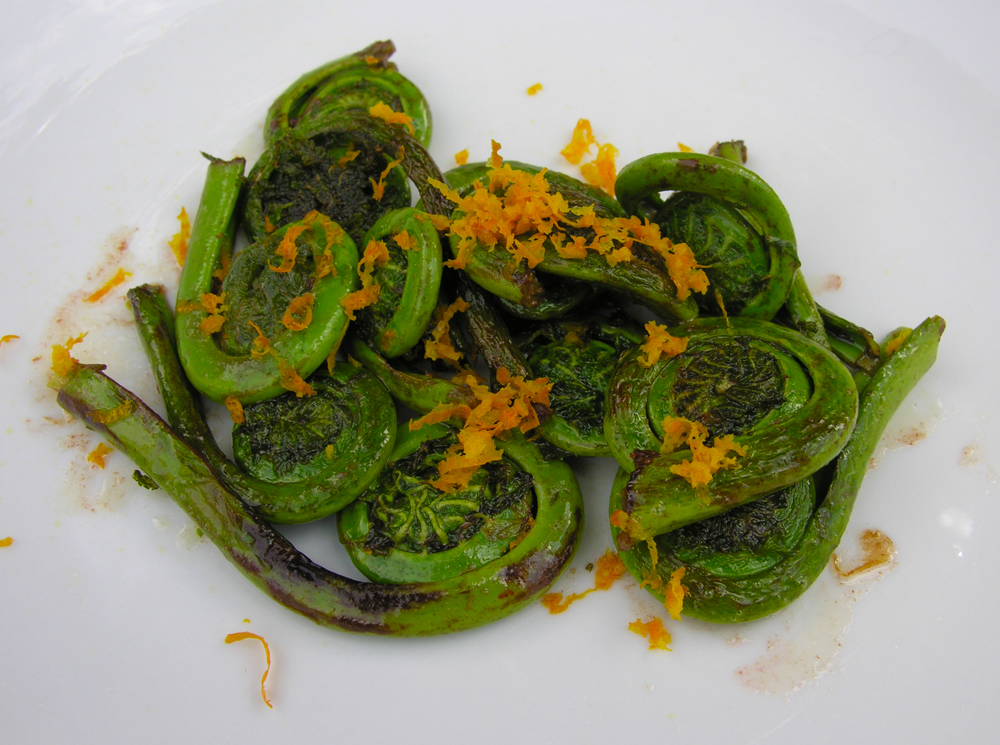 Sauteed fiddlehead ferns