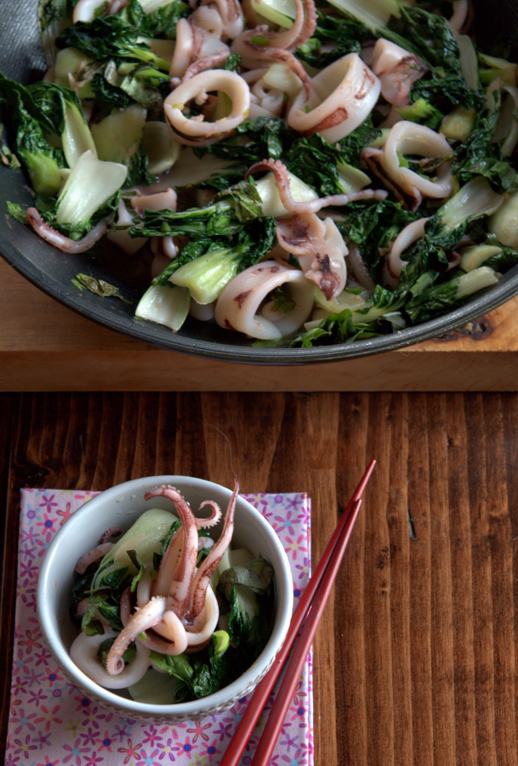 Quick Wok-Fired Squid with Greens