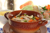 Spring Chicken Noodle and Fresh Lima Bean Soup.