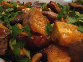 Roasted Sweet Potato Salad w/ Chili sauce, parsley and cashew nuts