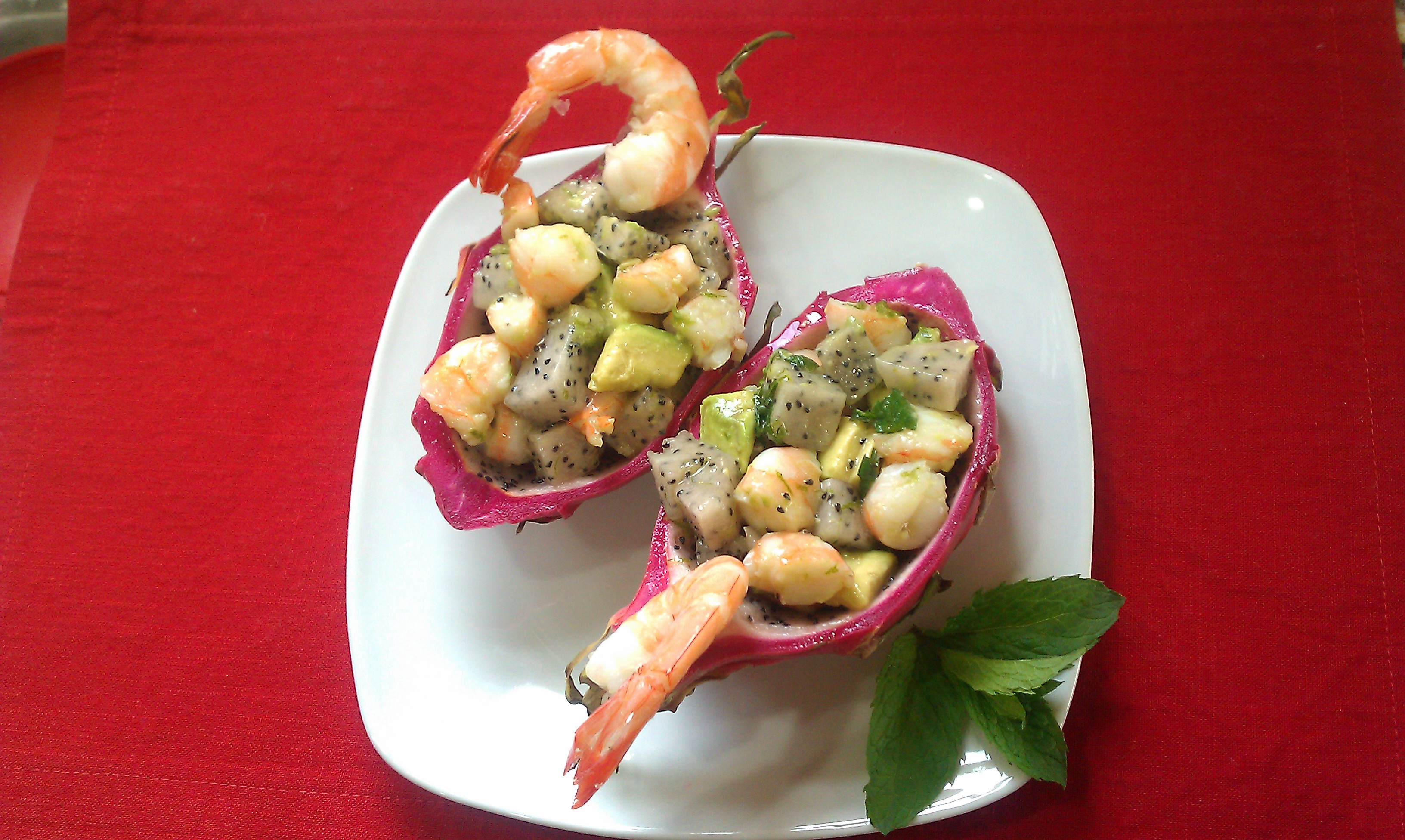Dragonfruit Shrimp Salad Boats