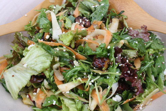Green Salad with Shaved Parsnip, Carrot, Apple and Honey Roasted Walnuts