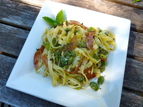 Springtime Pasta with Fava Beans and Herbed Ricotta