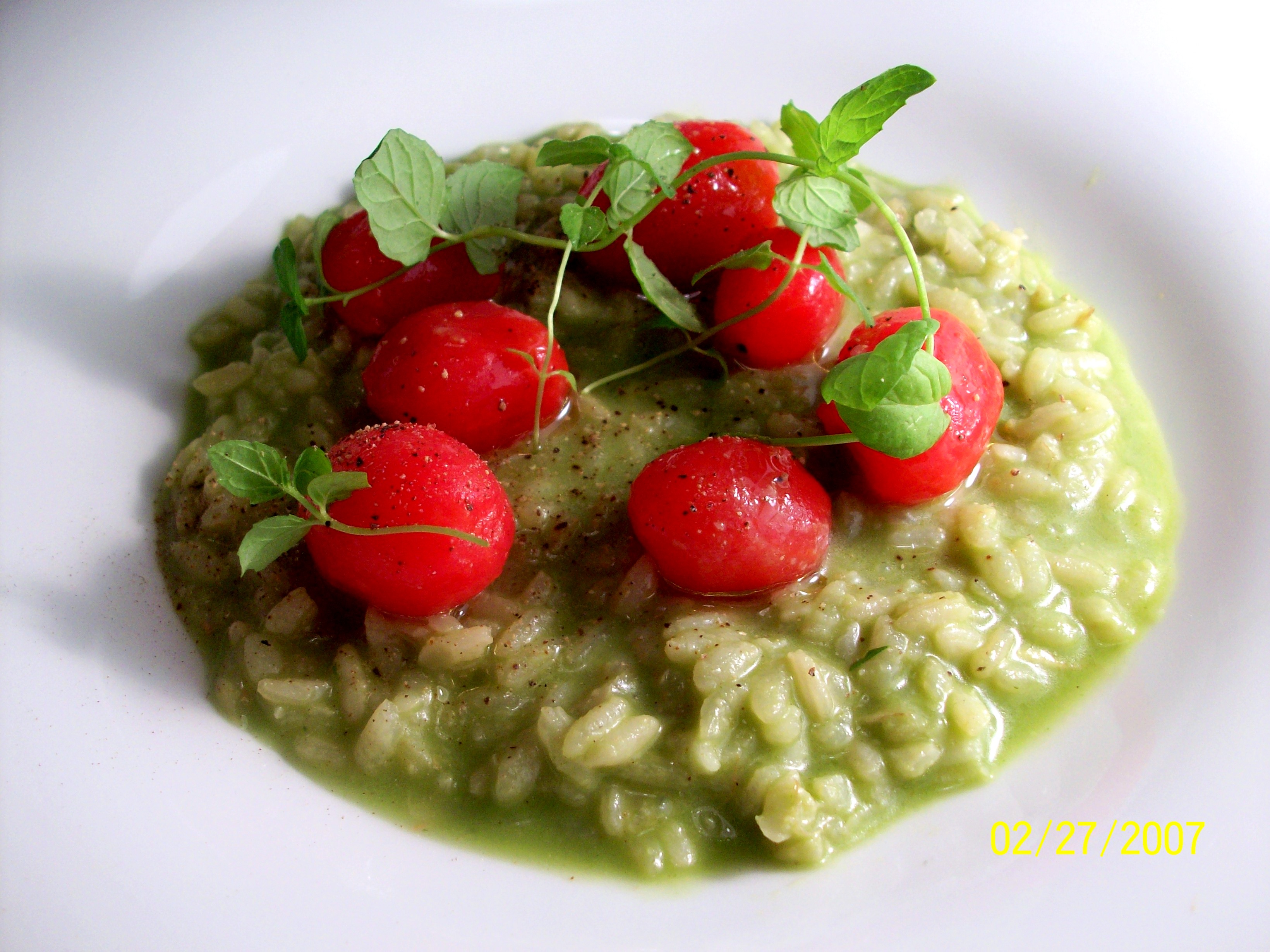 Avocado Risotto with Cherry Tomatoes and Mint
