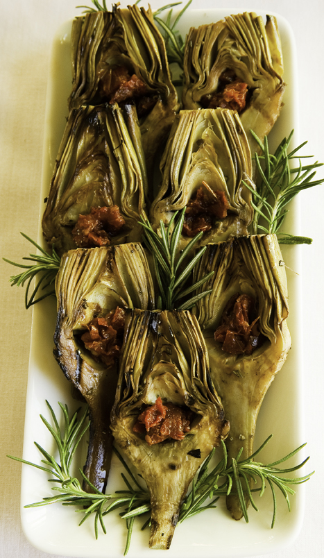 Grilled baby artichokes