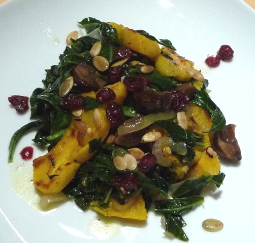 Warm Salad of Squash, Chestnuts and Collard Greens