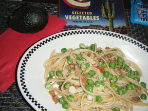Garden Pail Fettucine with Peas and Pig