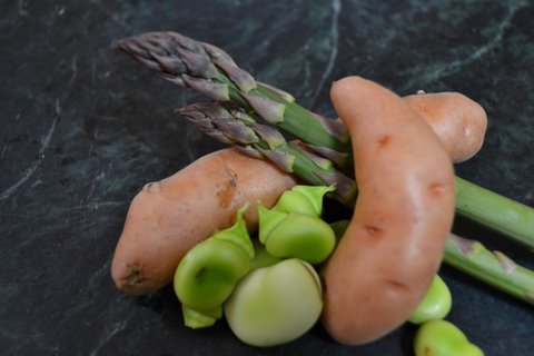 Spring veggies in a coconut sesame sauce