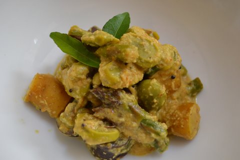 Spring veggies in a coconut sesame sauce