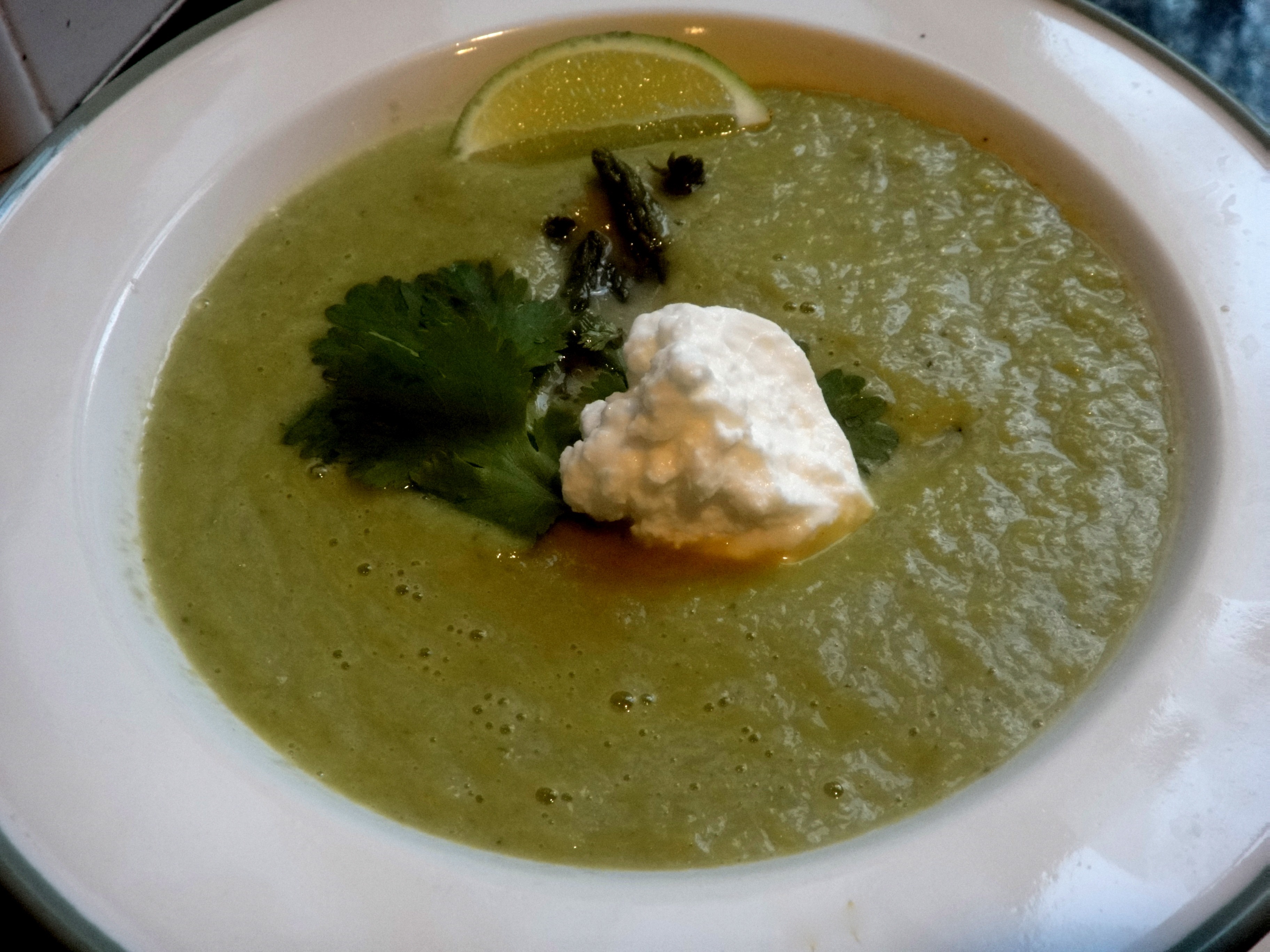 Asparagus Cilantro Thyme Soup