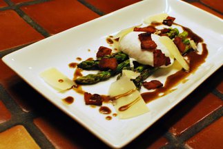 Grilled Asparagus Salad - Bacon, Parmigiano, Poached Egg, Balsamic
