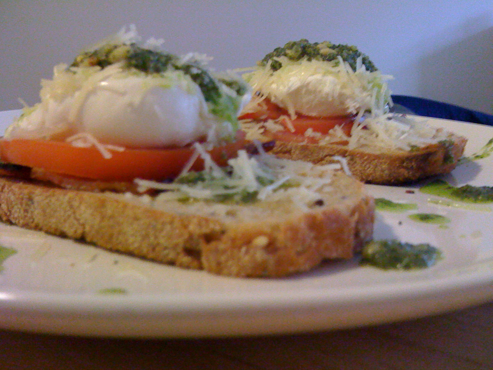 Pesto Poached Egg Stacks