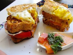 Tomato, Carrot, and Beet Soup with Pulp Bread Croque Madame