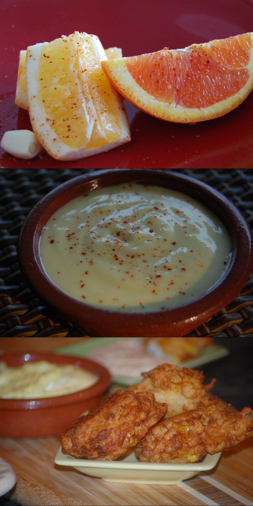 Corn and Crab Fritters with Sunny Spiked Aioli