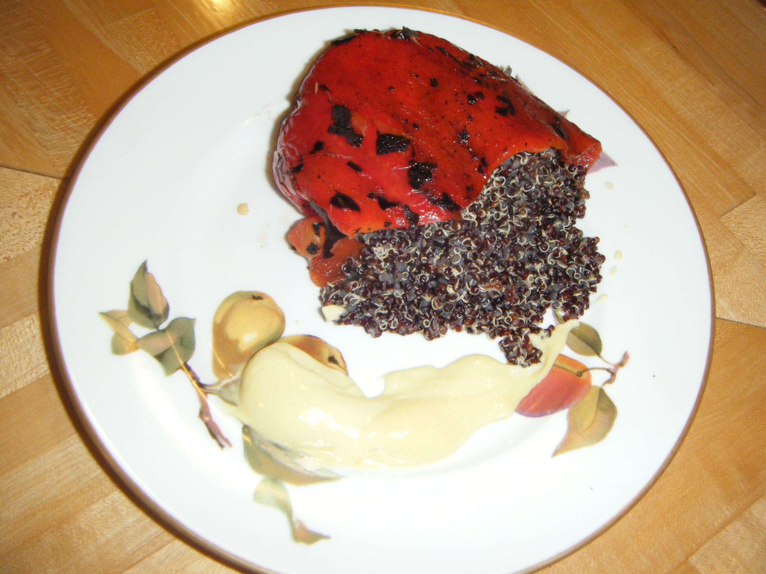 The Red and the Black. Roasted Red Peppers, Black Quinoa and Allioli (with apologies to Stendhal)