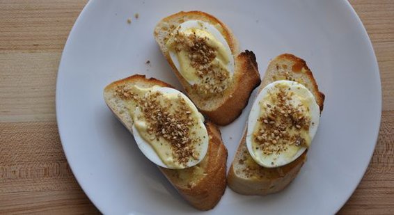 Hard Cooked Eggs, Lime Aioli and Dukkah