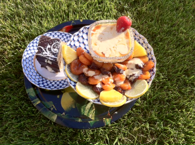 Poached Dried Apricots and Plums With Dessert Aioli.