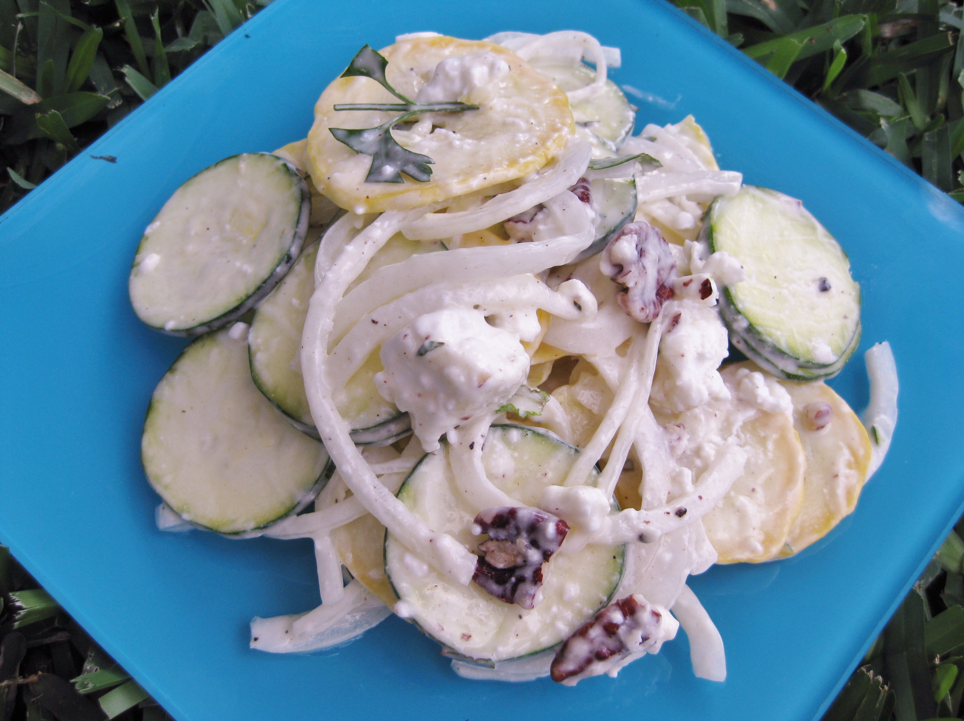 Summer Squash Salad with Mustard Mint Aioli