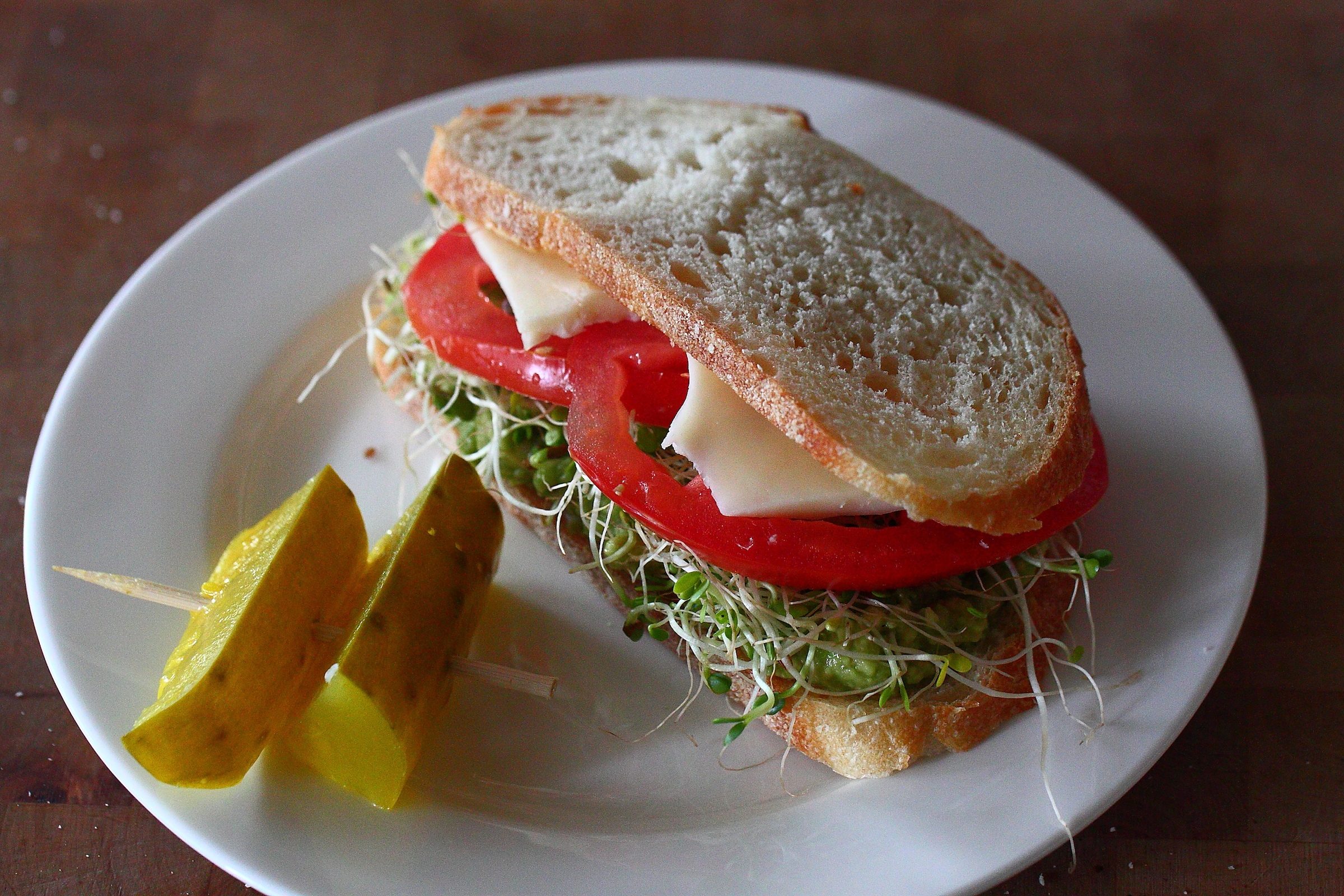 Salted Tomato and Avocado Sandwich with Spicy Aioli