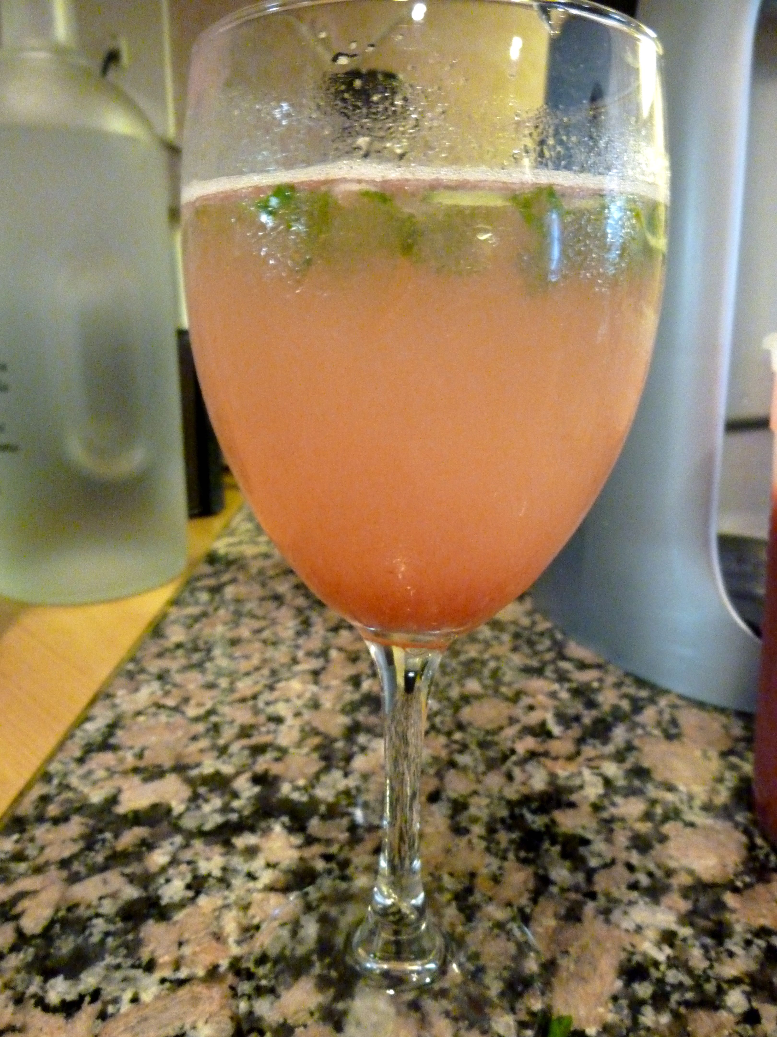 Rhubarb and Basil Spritzer
