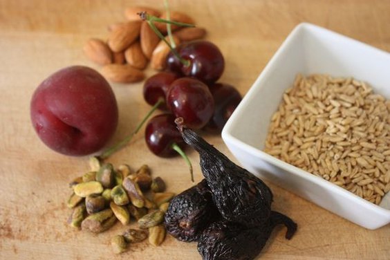 Whole Oat Groats w/ Cherries, Plums, Pistachios & Homemade Almond Milk