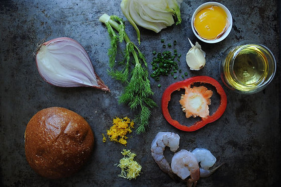 Shrimp Burgers with Roasted Garlic-Orange Aioli
