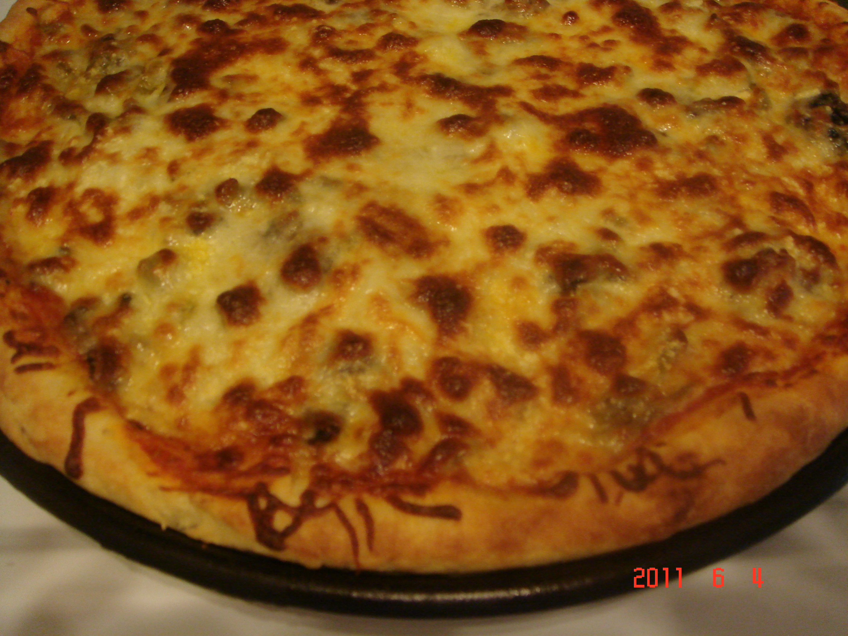 Pizza with no knead crust