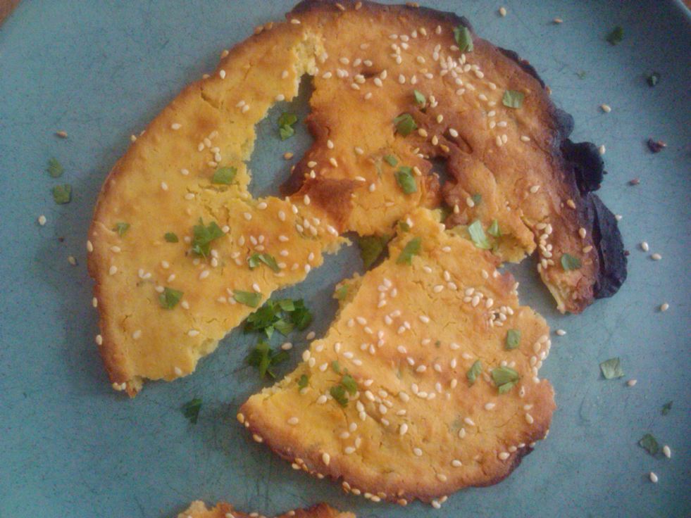 Socca with Sesame and Cilantro
