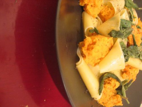 Sweet Potato, Goat Cheese and Sage Pasta Pile-up