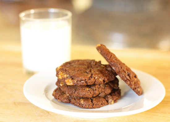 Chocolate Almond Toffee Cookies