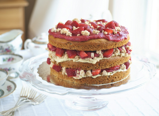 Strawberry Layer Cake with Pastry Cream Filling and "White Chocolate" Covered Cookie Crumbs, PART II