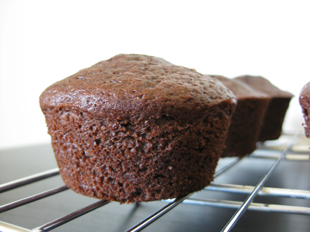 vanilla-crème filled chocolate cupcakes with bittersweet chocolate ganache 