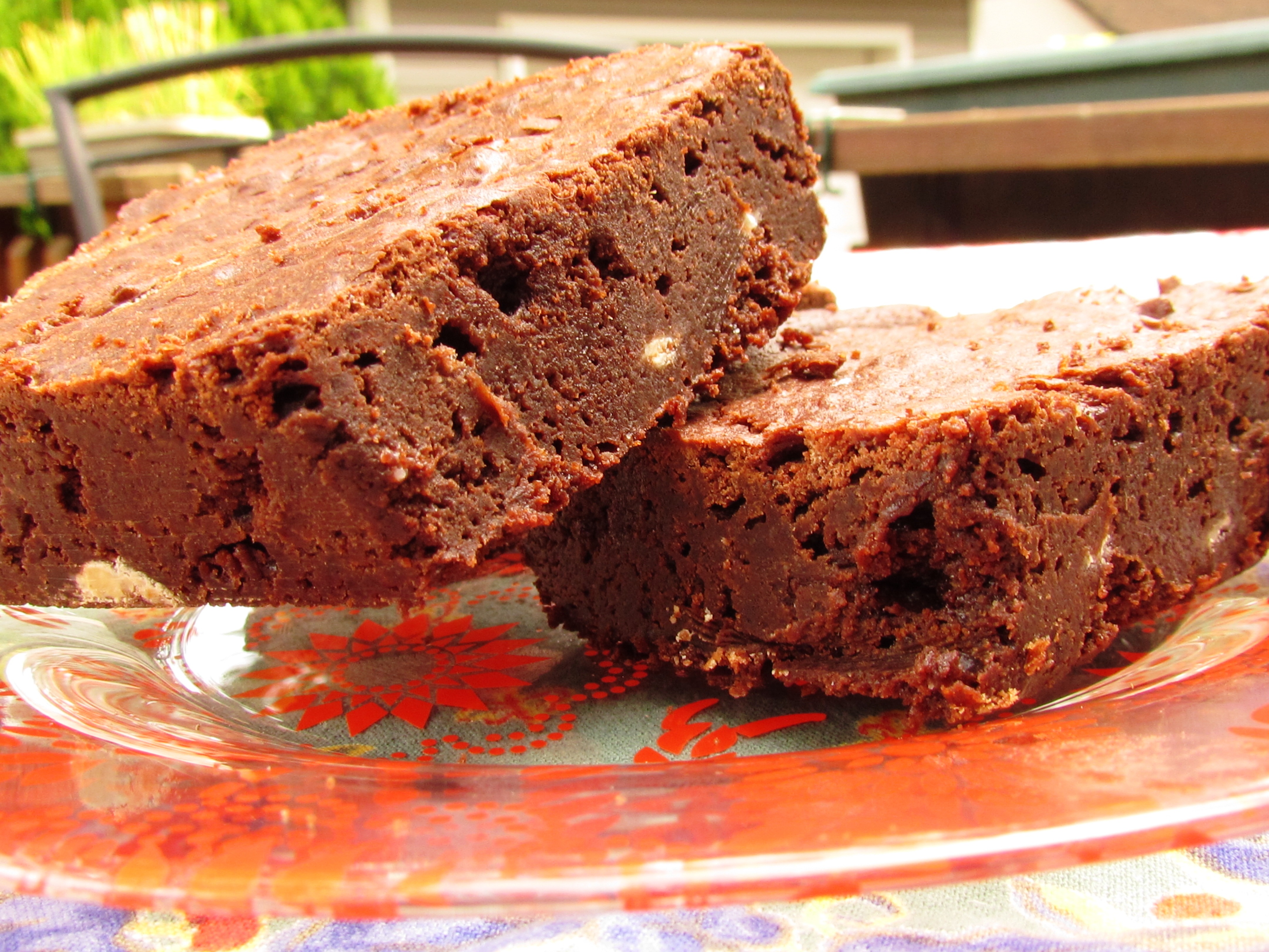 Fudgy Bourbon Brownies with White Chocolate Chunks