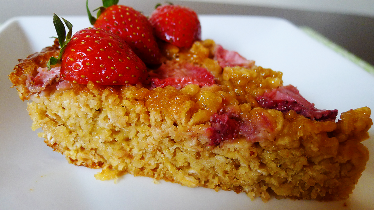 Strawberry Goat Cheese Oat Pie with Whipped Goat Cheese