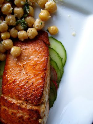 salmon with cucumbers