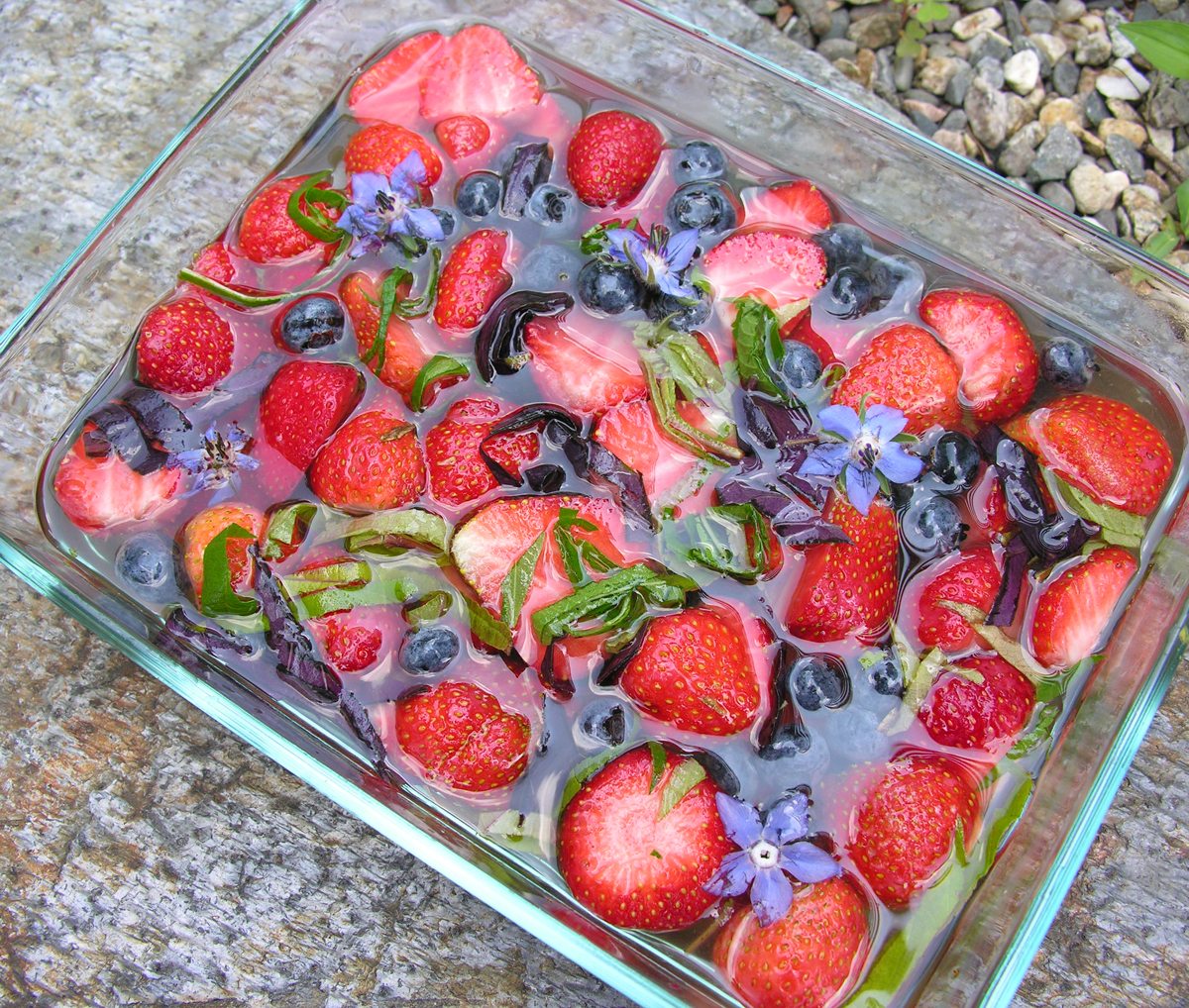 Herbed berries in wine