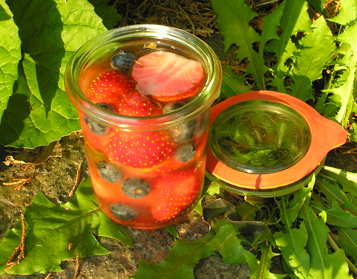 Herbed berries in wine