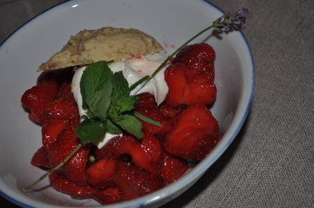 Strawberries with Lavender Biscuits