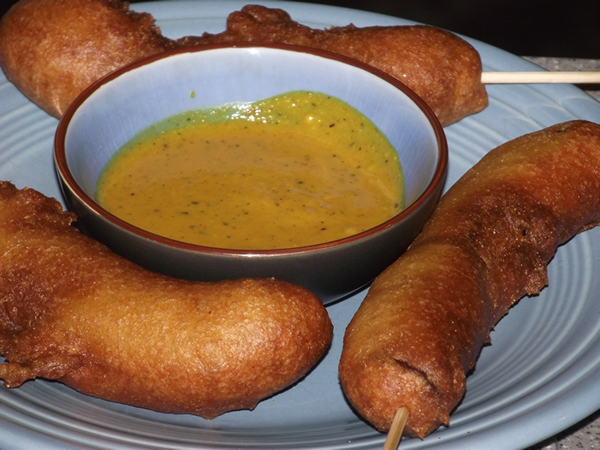 Corn Smokies with Cackalacky Dipping Sauce