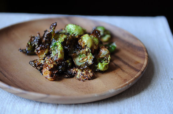 Crispy Fried Brussels Sprouts with Honey and Sriracha