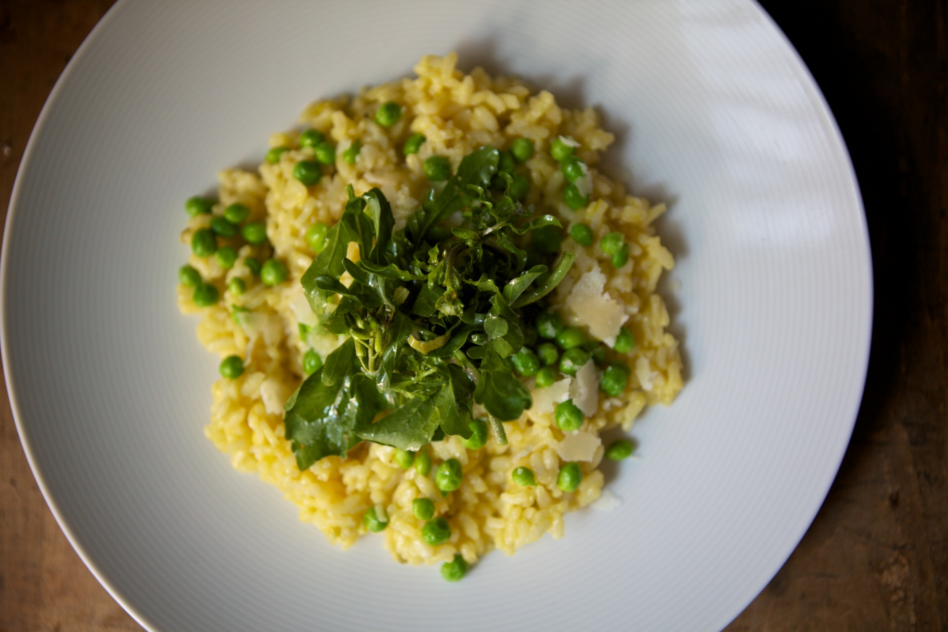 Fresh Pea Risotto with Arugula & Parmesan 