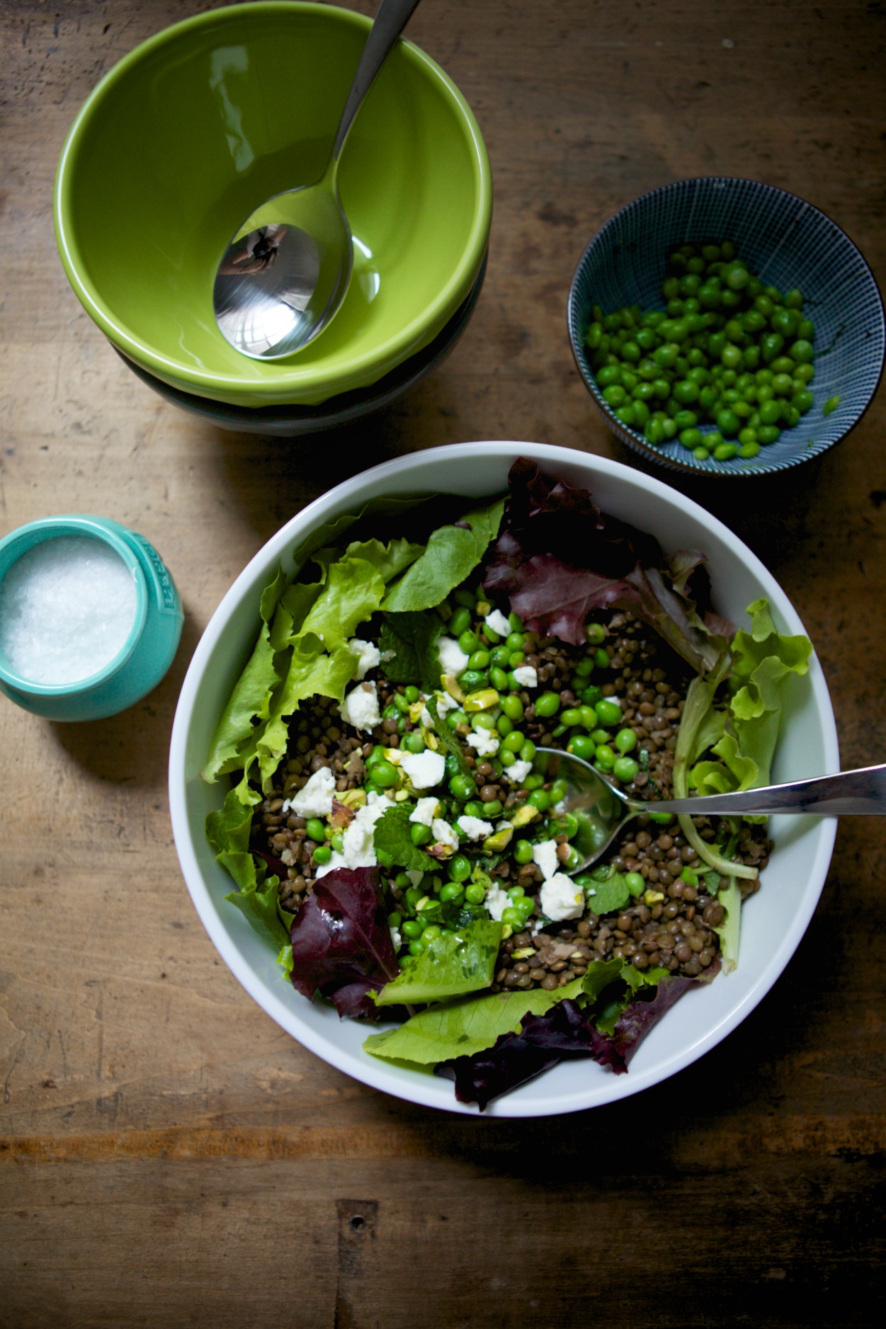 Lentil Salad with Fresh Peas, Pistachios, Mint & Sheep's Milk Feta 