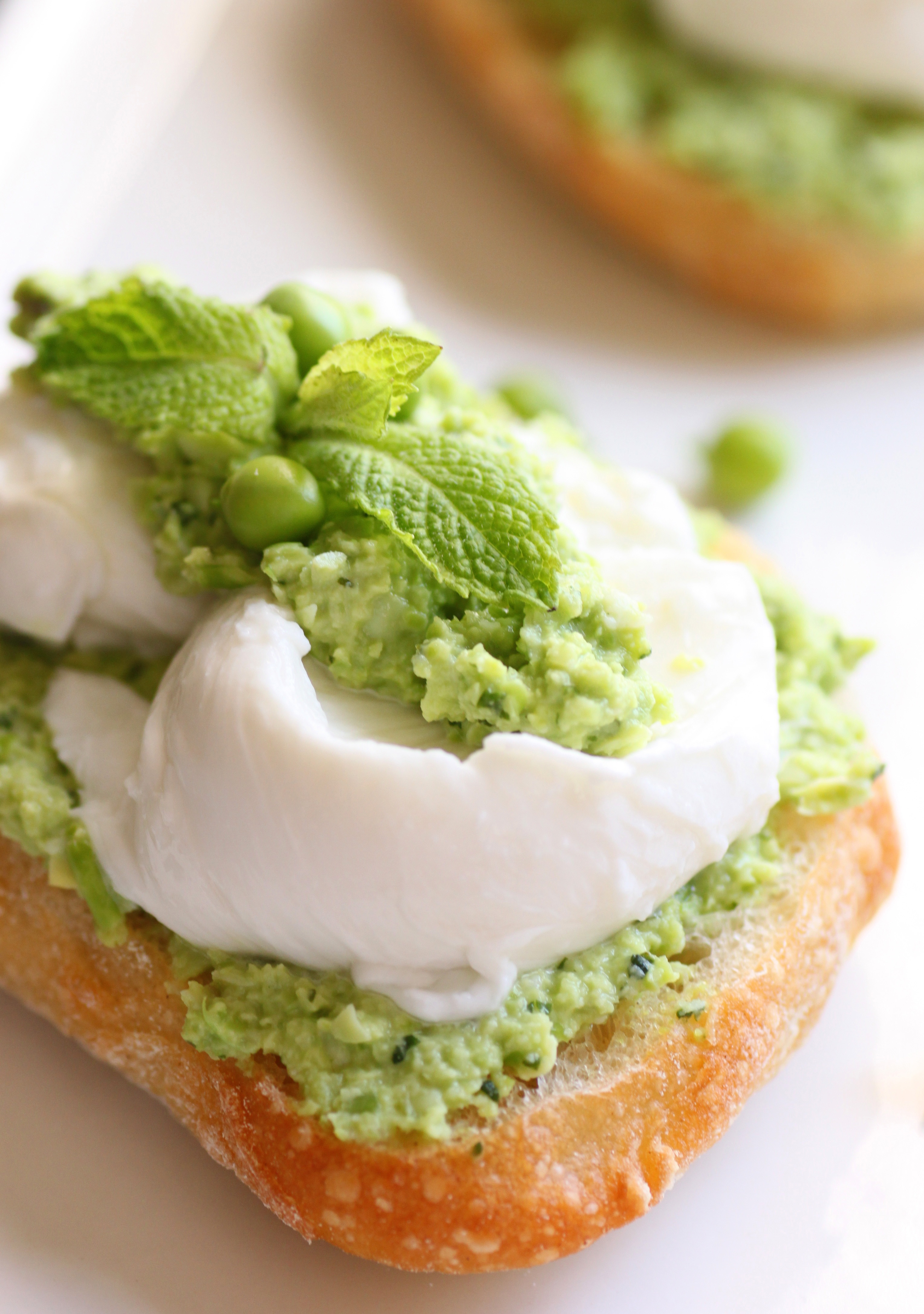Smashed Peas and Fava Beans with Fresh Mozzarella