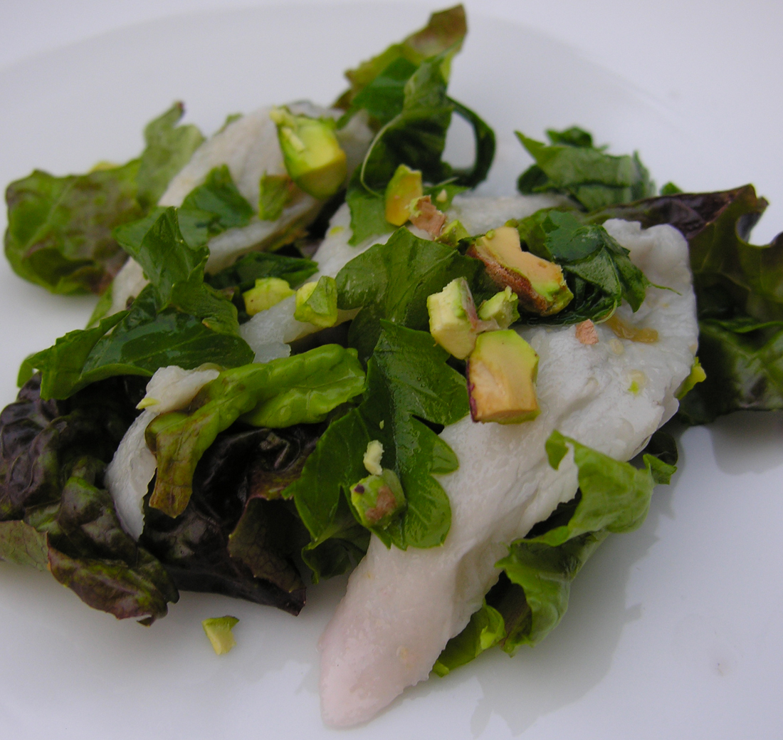 Ceviche, dressed in green