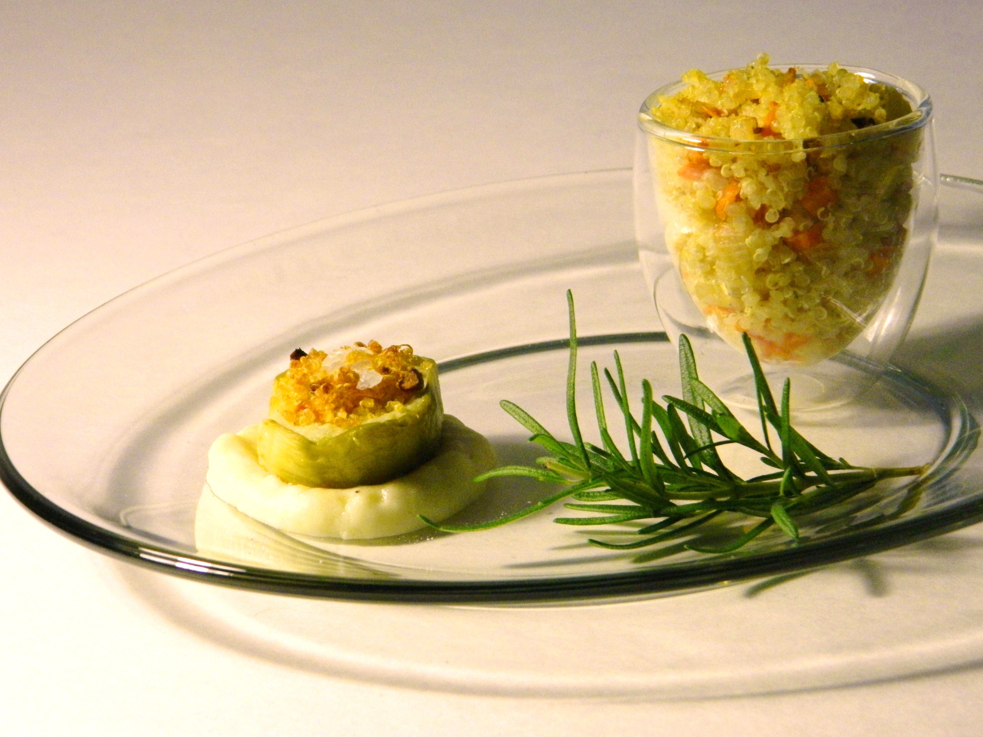 Quinoa-Stuffed Kohlrabi over Lemon-Rosemary Bechamel
