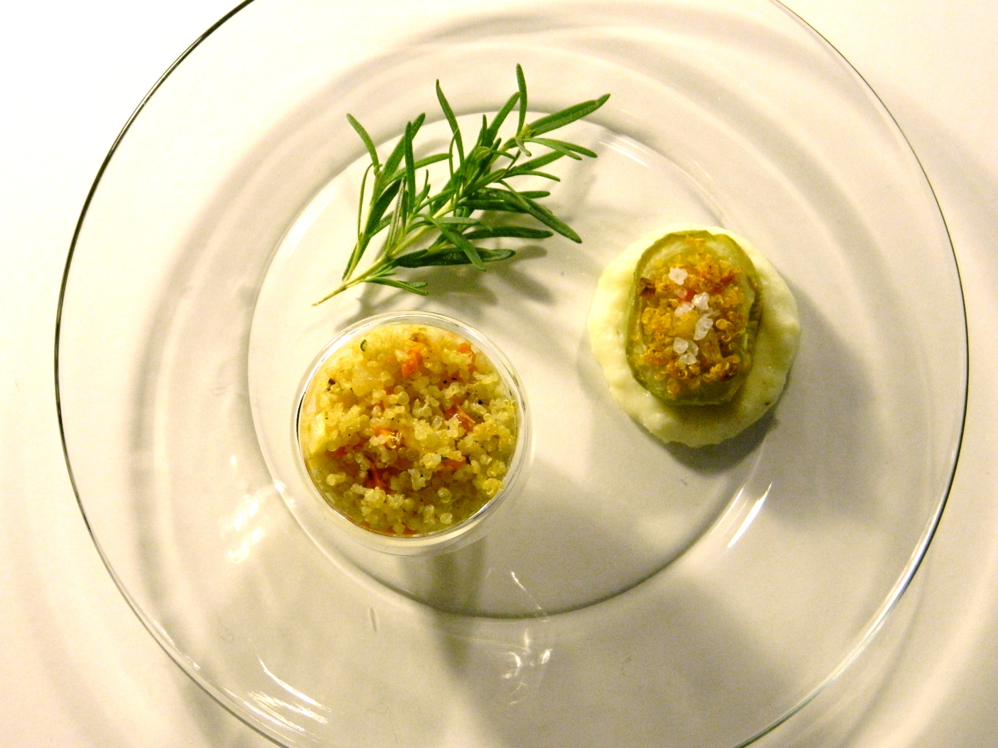 Quinoa-Stuffed Kohlrabi over Lemon-Rosemary Bechamel