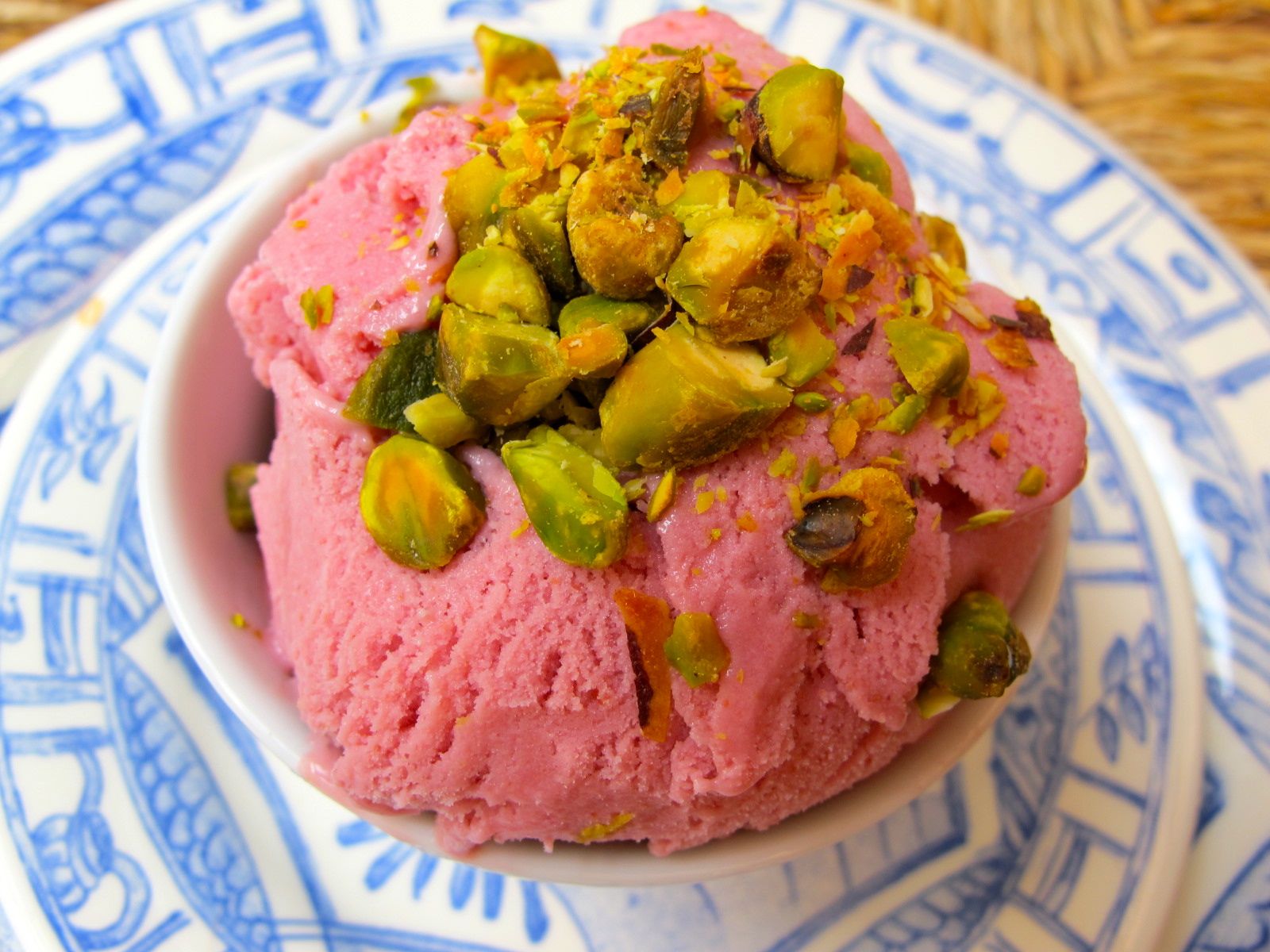 Raspberry Kirsch Gelato with Pistachios