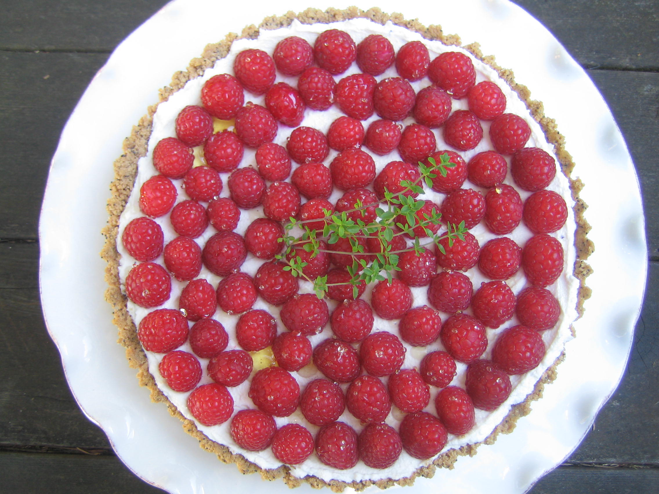 Raspberry Chevre Tart with Poppyseed Shortcrust
