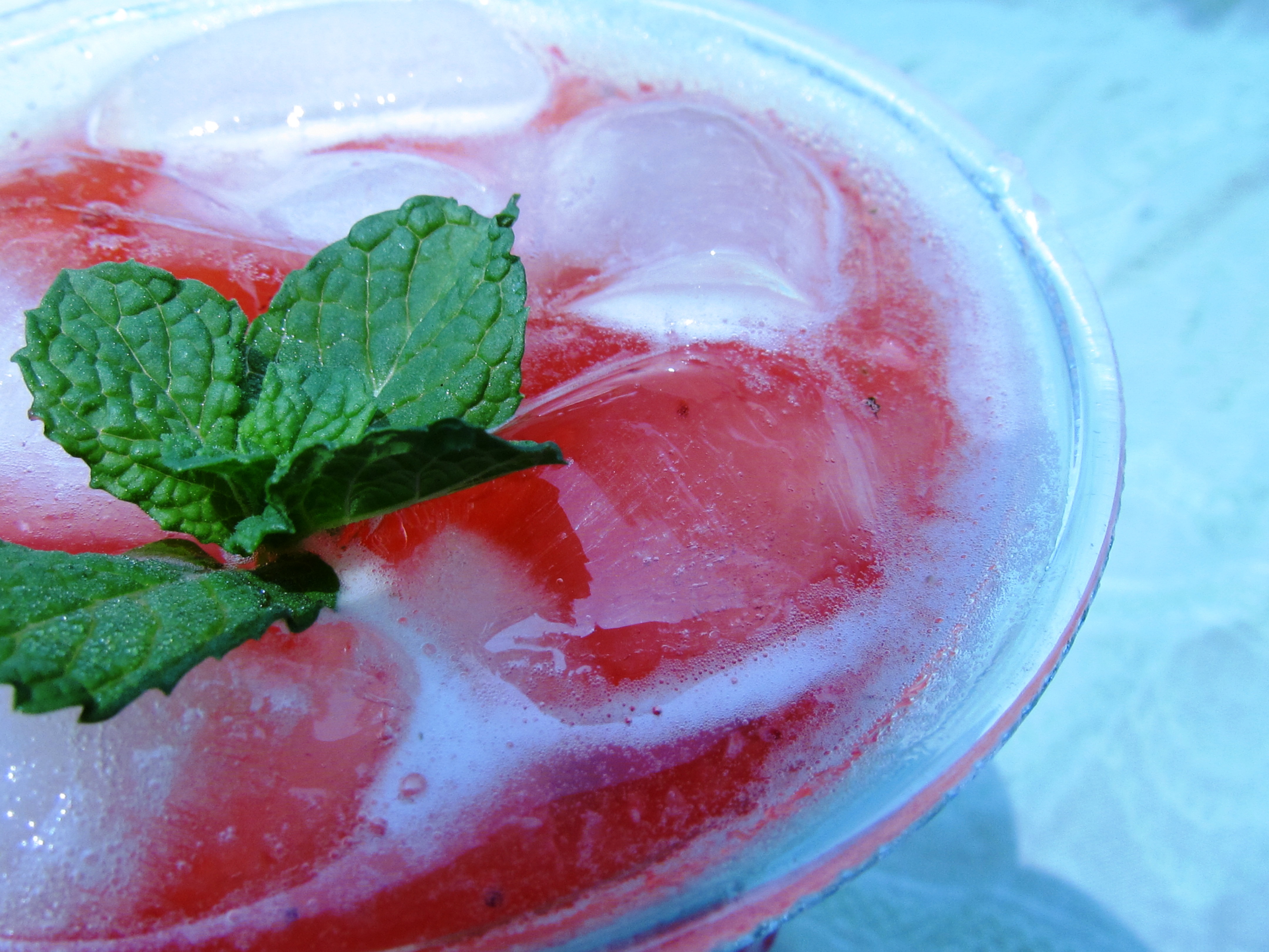 Raspberry Caipirinha with Mint