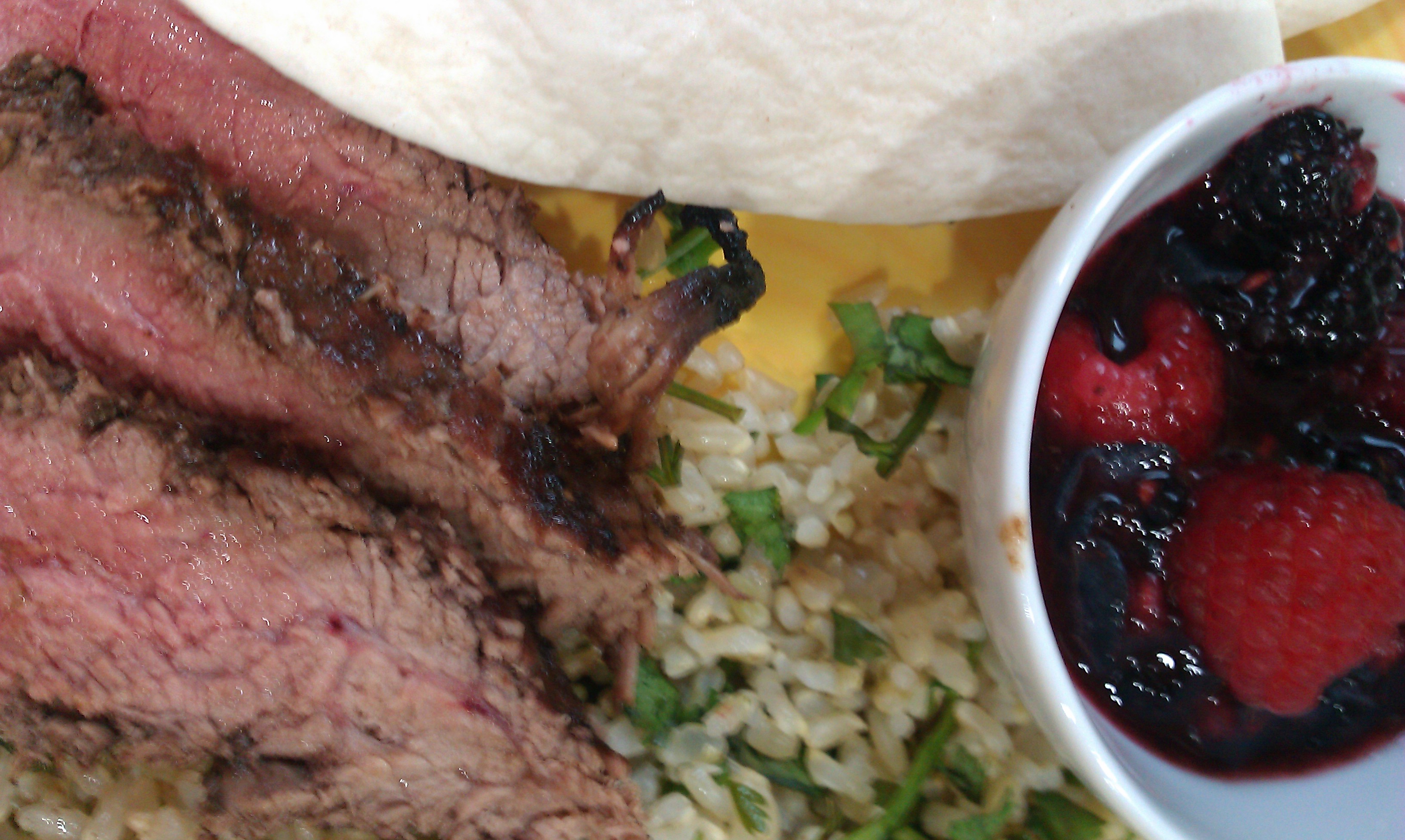 Raspberry Chipotle Flank Steak with Green Rice